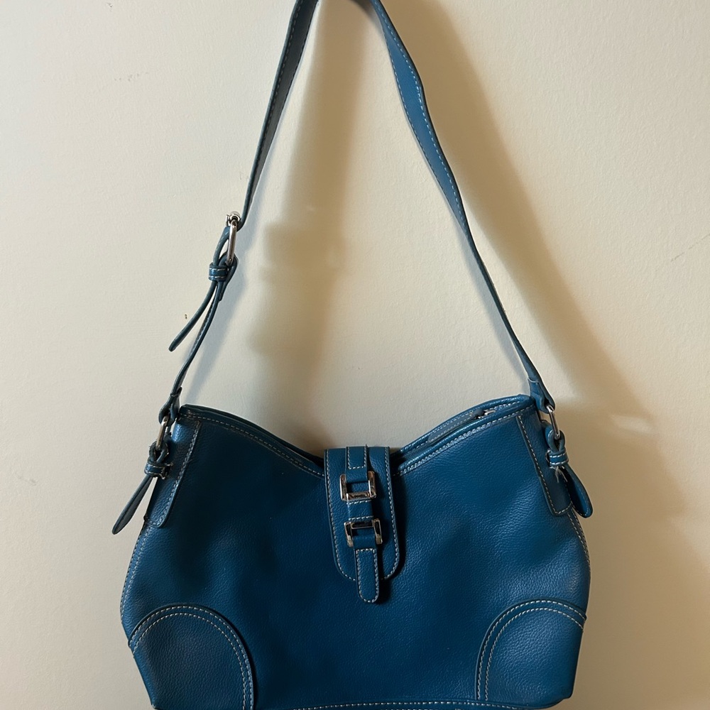 Chic Teal Leather Shoulder Bag